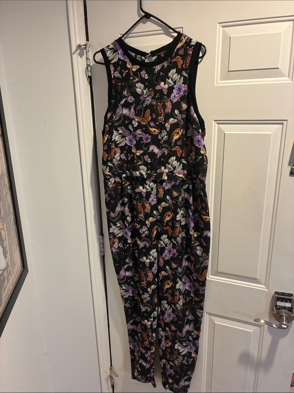 Whimsical Sleeveless Jumpsuit with unicorns, raccoons , etc.